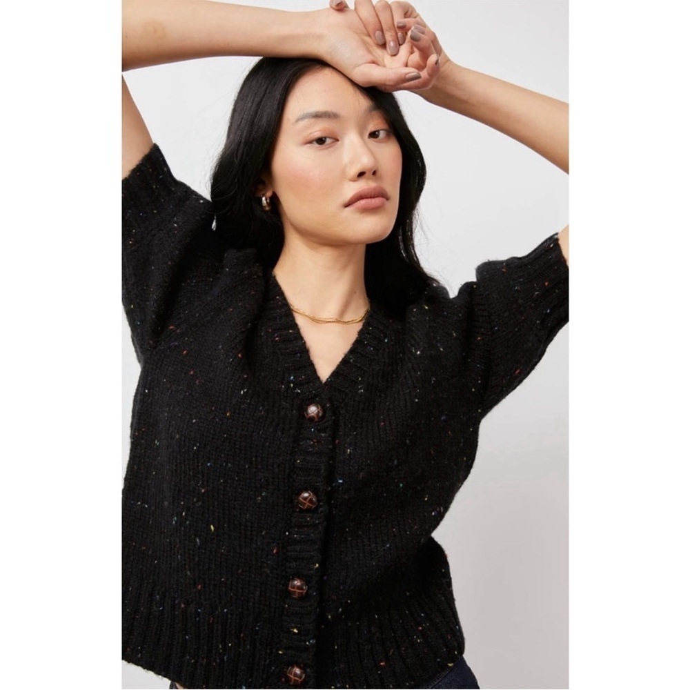 Rails Isla Black confetti Speckled wool blend Cardigan sweater